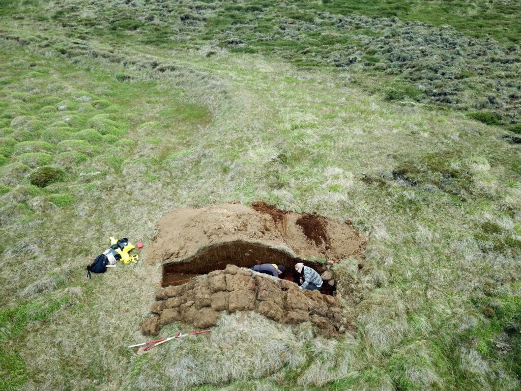 Hálskot in North Iceland during excavation, looking SSW.